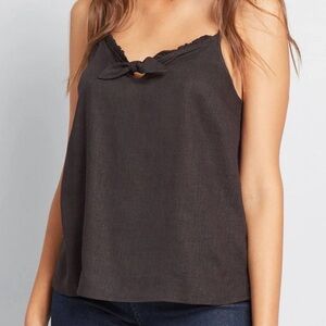 New ModCloth Spruced Up Summer Sleeveless Tank Top Black